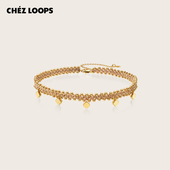 CHEZ LOOPS织光花瓣项链原创小众设计秋冬新款 镀金锁骨链新年礼物