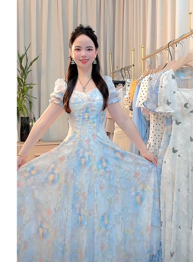 有里布2026夏季新款女法式气质收腰显瘦连衣裙网纱仙女裙D1864