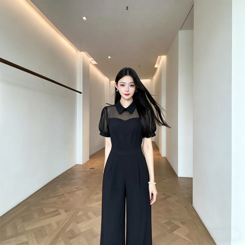 2026夏季新款高级感优雅名媛气质连体衣短袖显瘦收腰连体裤D6390