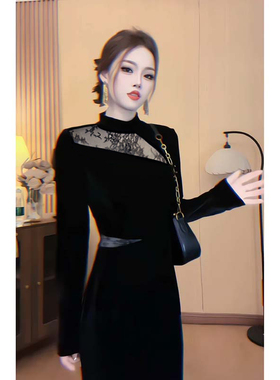 2026春季新款显瘦千金风韩版连衣裙名媛礼服D4505