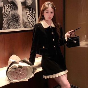 有里布2026春季 女miu系千金风娃娃领小香风外套两件套HY0083 新款