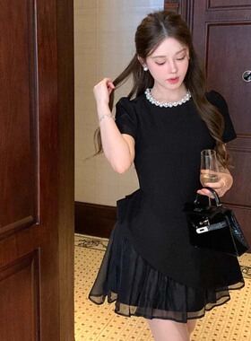 不规则设计感收腰连衣裙2026夏季新款miu系千金风蓬蓬裙礼服D2359