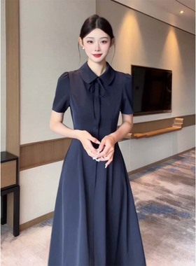 2026春季新款简约风娃娃领连衣裙女装收腰显瘦气质百搭裙子D2283