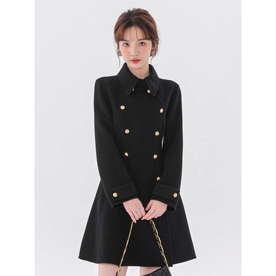 2026春季新款女毛呢外套显瘦收腰大衣小个子修身风衣中长款LJ0079