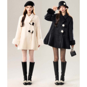 女呢子厚外套小个子高级感大衣宽松中长款 2026春季 新款 风衣QY0103