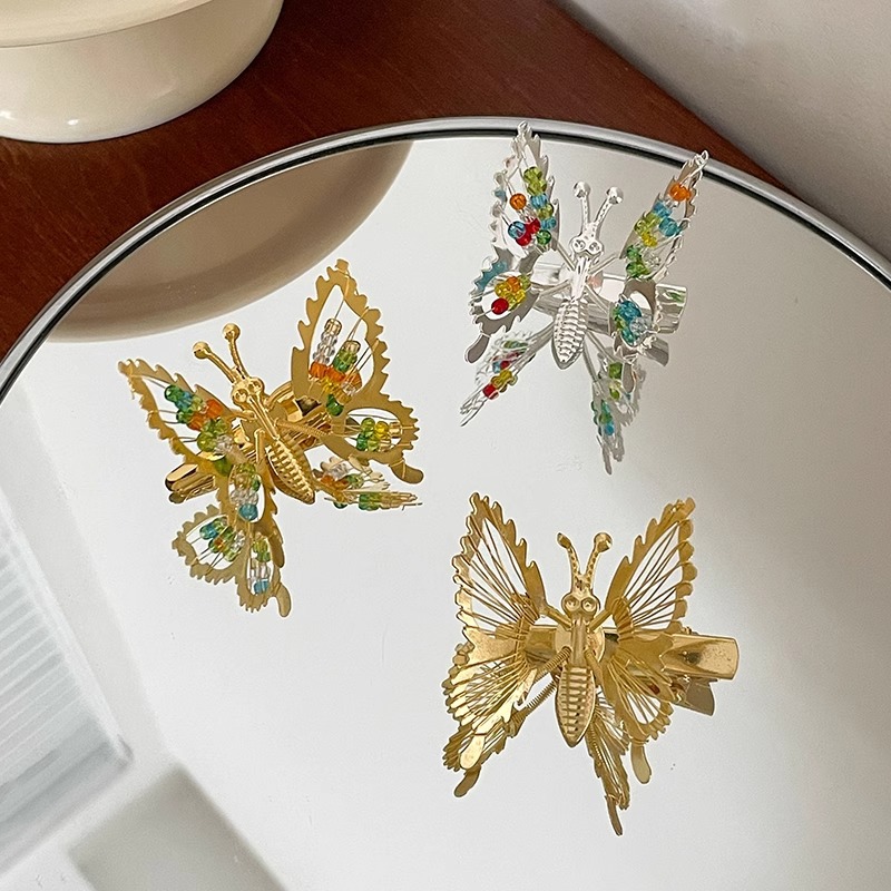 复古中国风金色蝴蝶发夹