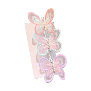 会动的翅膀儿童发夹刺绣古风汉服头饰女童仙气可爱透明蝴蝶发卡