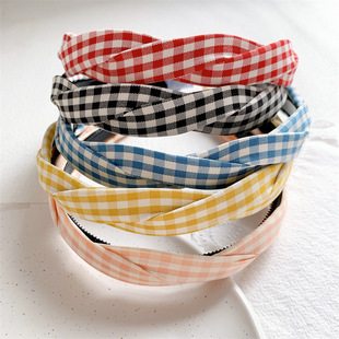 卷糖果儿童发箍格子麻花发箍女童不勒头防滑碎发神器女款发卡头箍