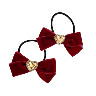 女童发饰儿童红色公主蝴蝶结发绳发夹新年喜庆不伤发碎发夹头绳饰