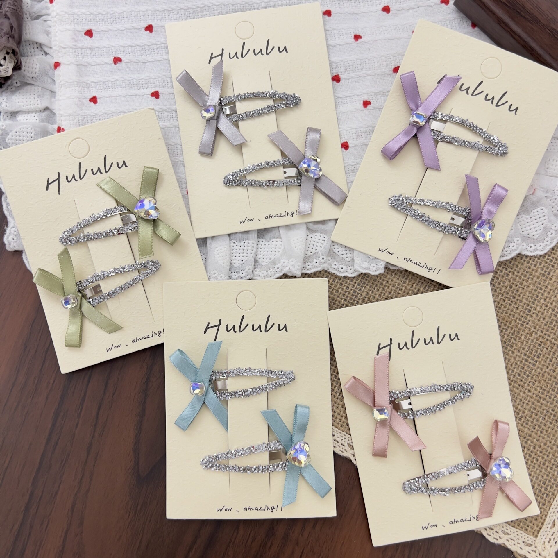 女童可爱碎发夹韩版水钻蝴蝶结发夹女甜美可爱多色BB夹发饰