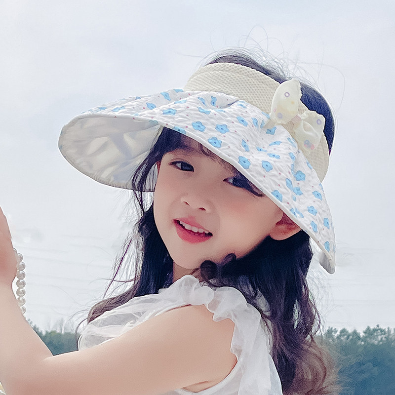 女童夏季太阳帽子女孩子大帽檐空顶可折叠可爱公主防晒贝壳遮阳帽