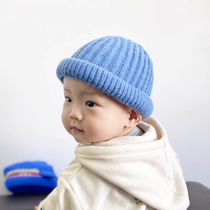 婴儿冬天糖果色宝宝毛线帽子韩版ins男女宝宝彩色套头保暖针织帽