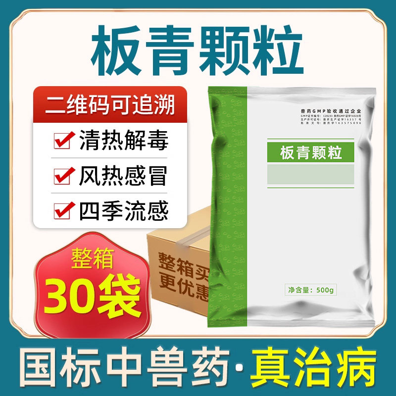 整箱30袋 兽用板青颗粒猪牛羊鸡鸭鹅通用清热解毒抗病毒增免疫力