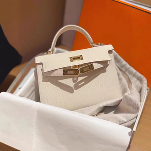 二代凯莉包mini真皮白色手提小包2026新款高级感百搭单肩斜挎包女