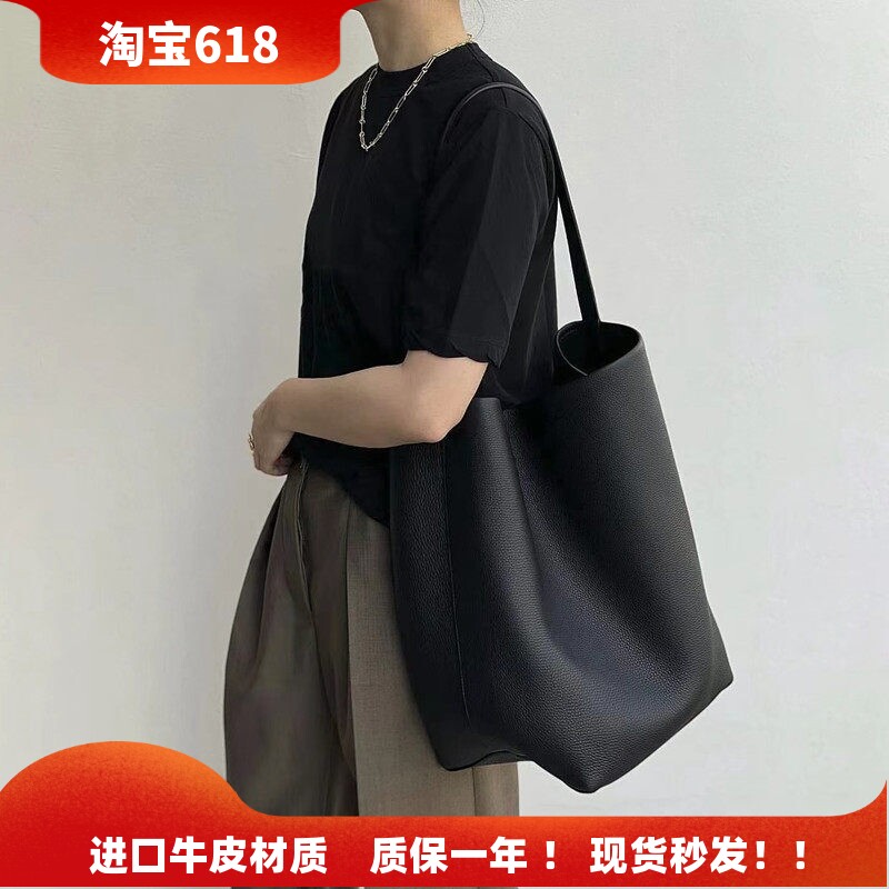 小众牛皮通勤托特包女真皮大容量水桶包2026新款高级感单肩手提包