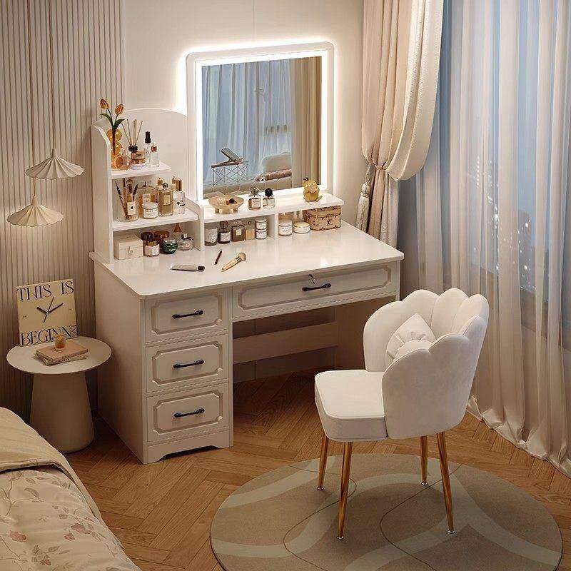 化妆台现代卧室简约小户型欧式化妆桌收纳柜一体2025新款化妆镜