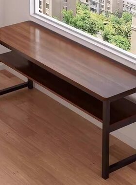 双人长条书桌学生家用卧室学习写字出租屋长方形电脑桌窄靠墙桌子