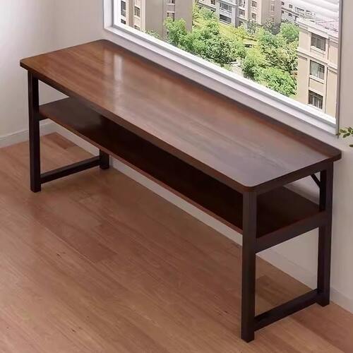 双人长条书桌学生家用卧室学习写字出租屋长方形电脑桌窄靠墙桌子