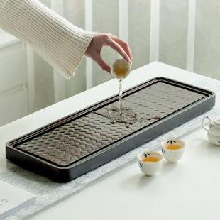 干泡茶台 拓土整块黑檀实木平板茶盘功夫茶具家用原木实木可排水式