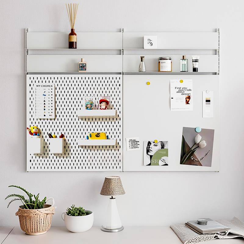 洞洞板置物架搁板收纳墙壁装饰陈列墙上隐形层板展示架磁吸金属板