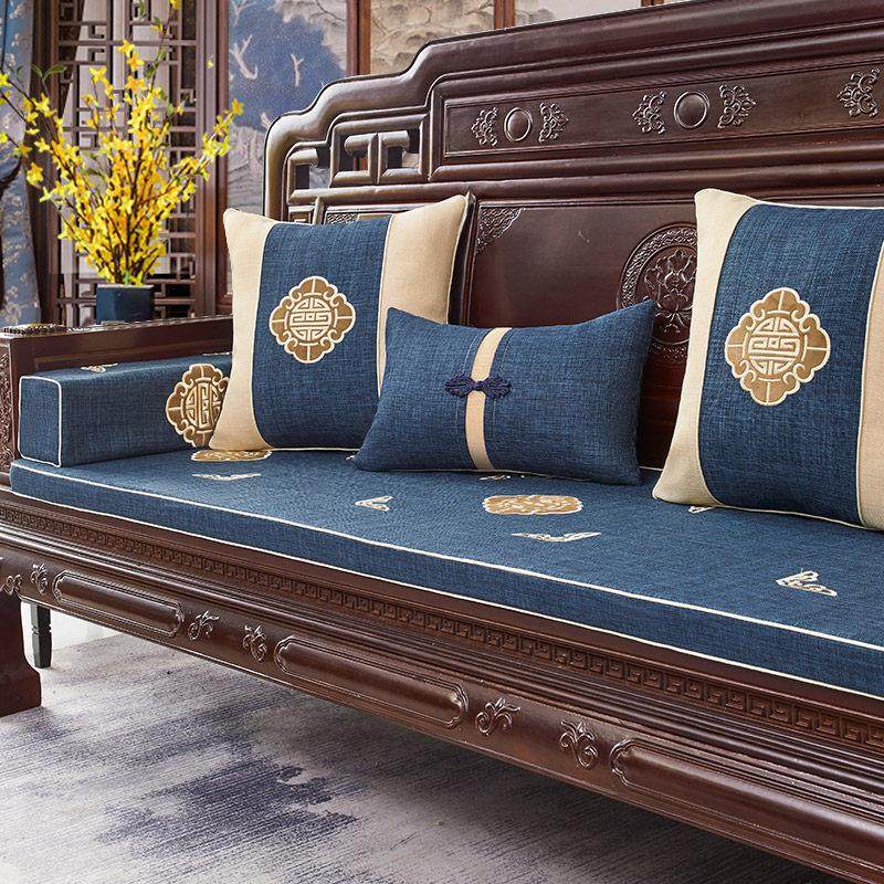 中式红木沙发坐垫古典实木家具绣花海绵垫防滑加厚椅子坐垫套定做