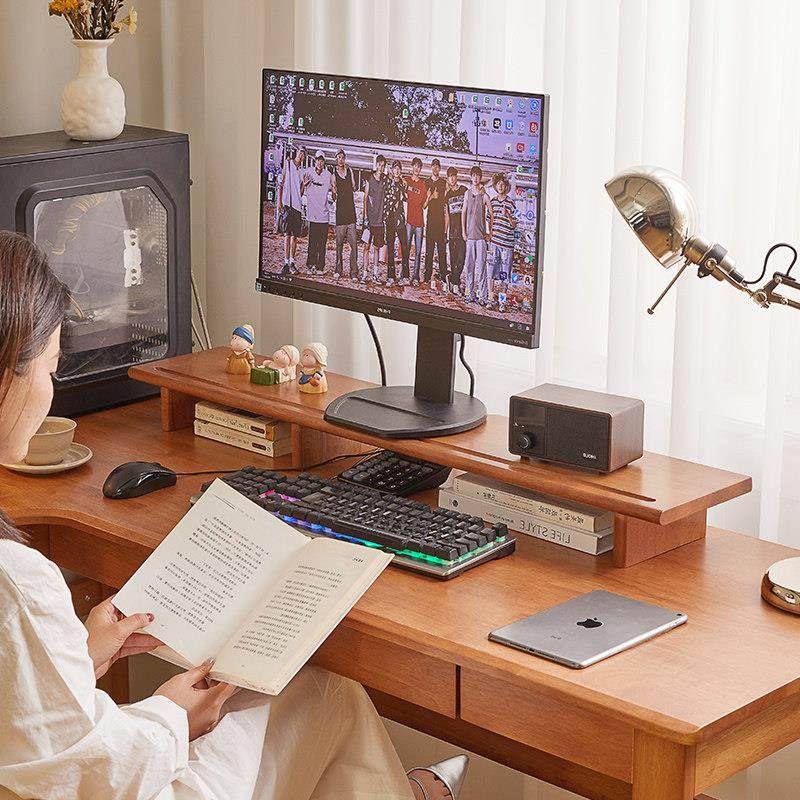电脑萤幕增高架实木置物架主机支架投影仪垫高架办公桌收纳层架子