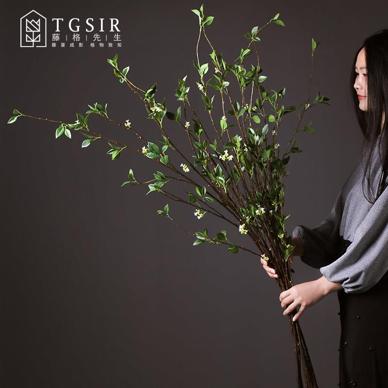 小花叶枝绿叶树枝仿真绿植客厅大件落地装饰花摆件高花瓶插花假花图片