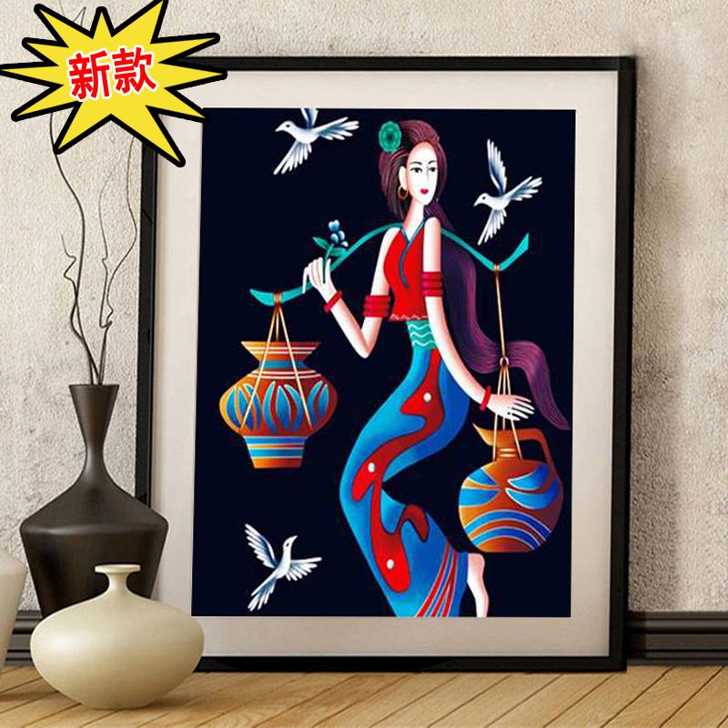 5d钻石画满钻阿诗玛钻石绣2024新款云南民族风贴钻十字绣小副客厅