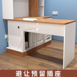 现代转角衣柜书柜组合电脑桌儿童卧室书桌书架学习桌一体储物柜子