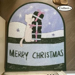 韩系少女入户地垫丝圈入户门地垫玄关脚垫耐脏半圆拱形地毯进门垫