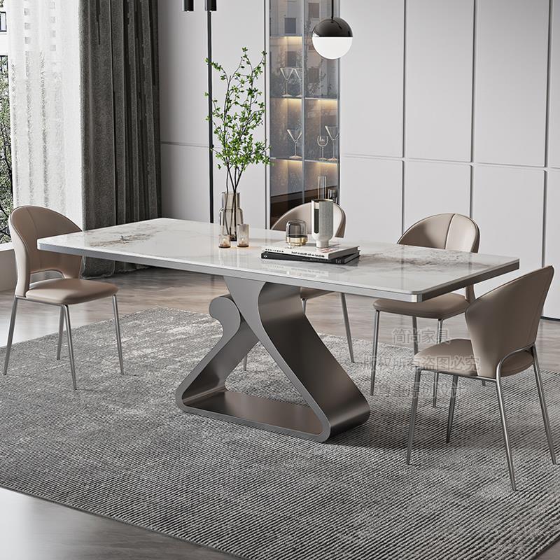 现代轻奢岩板餐桌椅奢石意式家用微晶石小户型现代简约长方形饭桌