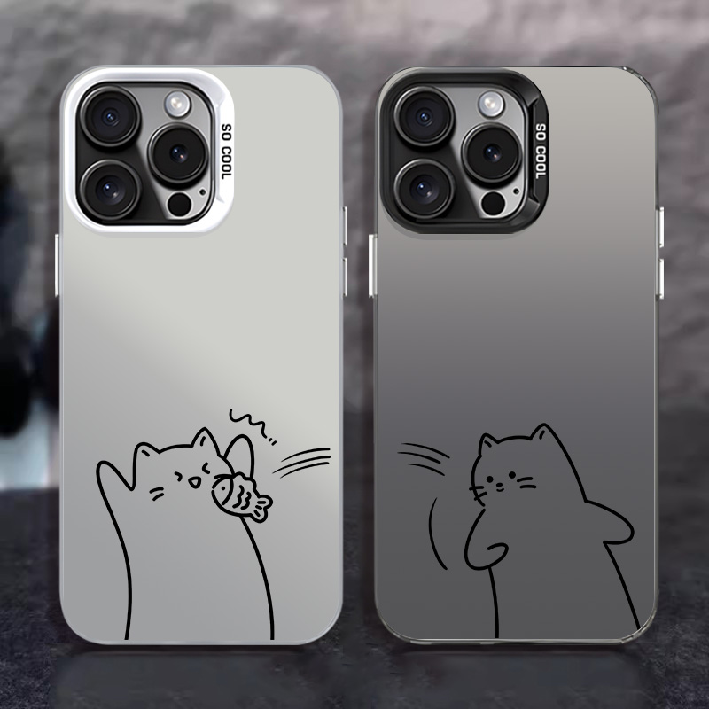 线条猫咪荣耀系列彩银壳男款创意