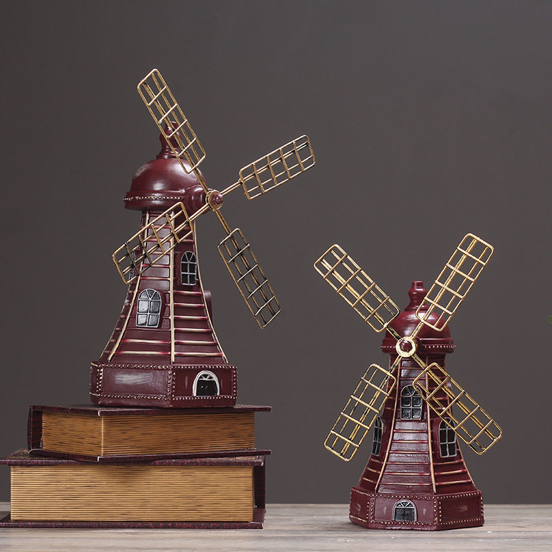 美式乡村荷兰风车模型摆件酒吧咖啡客厅店铺装饰品创意摆设礼品