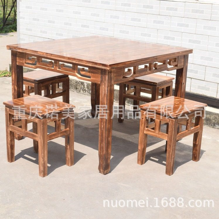 包邮清仓网红仿古实木四方桌子中式餐馆饭店老式八仙桌家用餐桌台