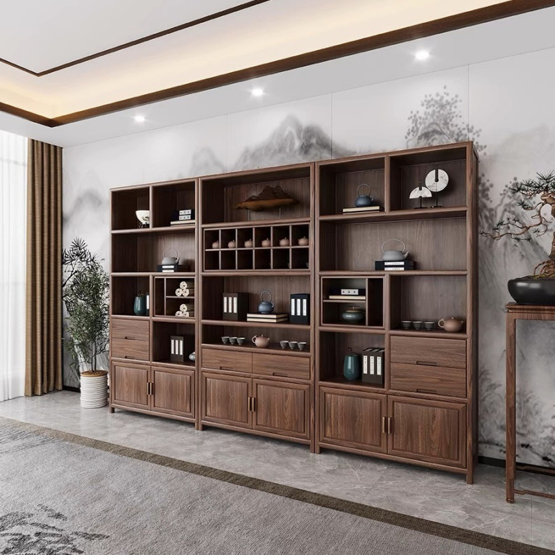 中式榆木多宝阁实木博古架屏风客厅展示柜玄关茶叶置物架隔断书架