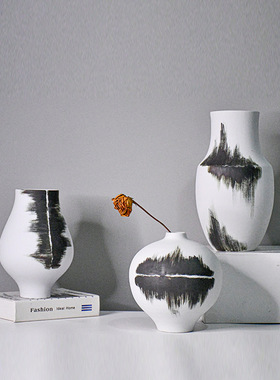 新中式禅意创意陶瓷花瓶餐馆背景现代家居客厅插花摆件青花瓷