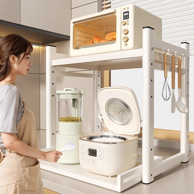 抽拉式微波炉置物架厨房电饭煲烤箱空气炸锅台面电器收纳架