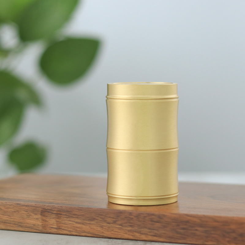 牙签桶家用轻奢全黄铜牙签罐高档竹节牙签盒打logo中式黄铜牙签瓶