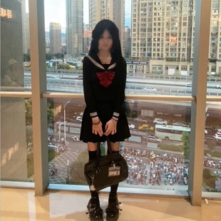 风吹麦香jk学院风套装日系基础款制服正统全绀三本水手服关西襟