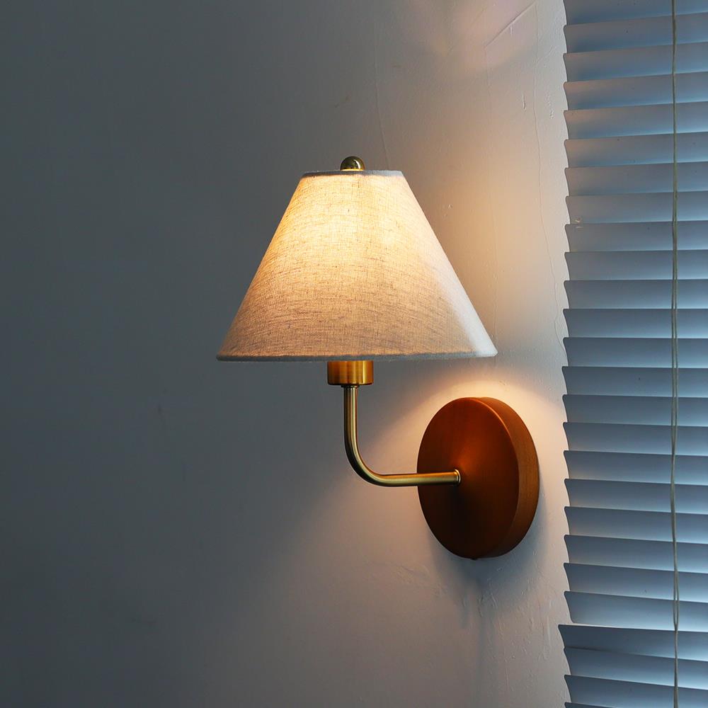 原创复古麻布壁灯卧室床头书房玄关阳台灯氛围装饰灯实木日式过道