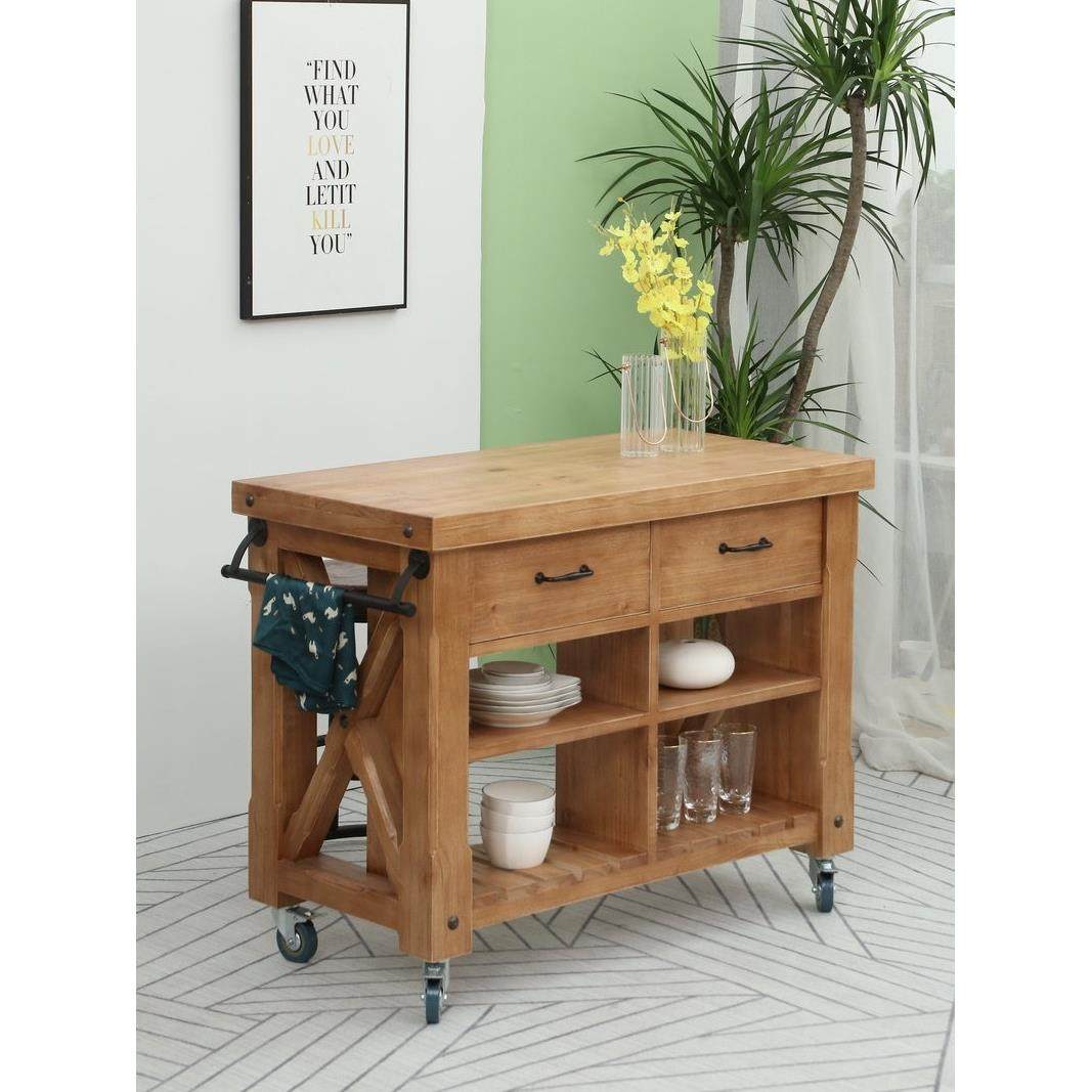 厨房料理中岛台可移动多功能备餐台切菜吧台开放式大理石餐边柜