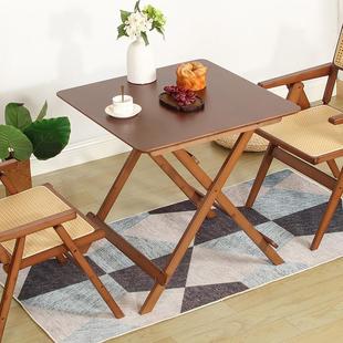折叠桌家用简易实木餐桌小户型出租房桌子户外可携式摆摊小方桌茶