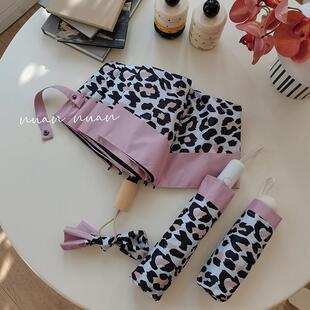 粉色豹纹雨伞女晴雨两用结实抗风全自动防晒抗UVins风遮阳伞