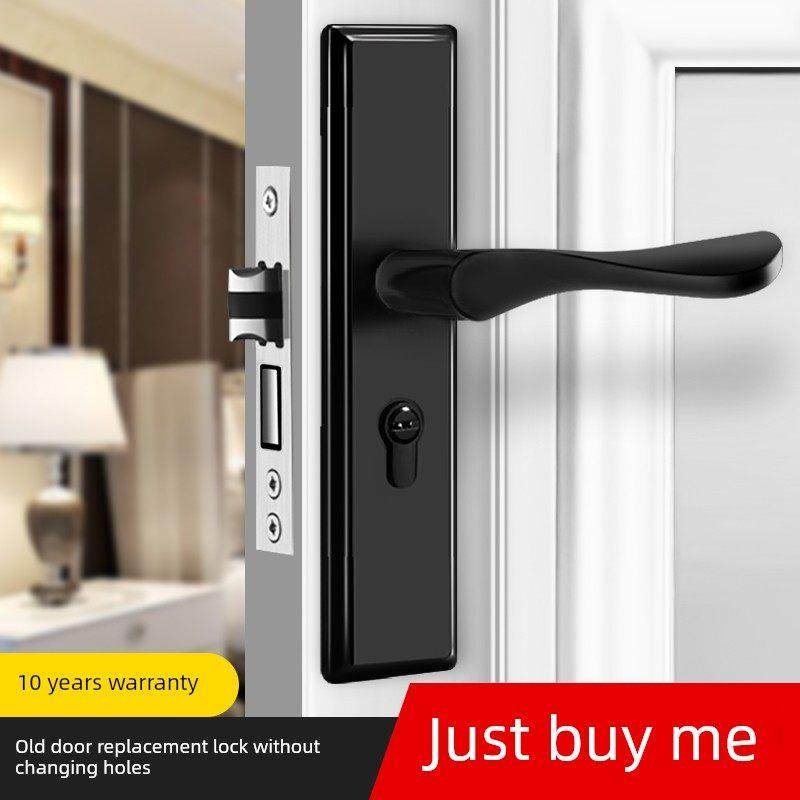 卧室门锁家用通用型室内房间门木门静音老式不锈钢门把手全套通用