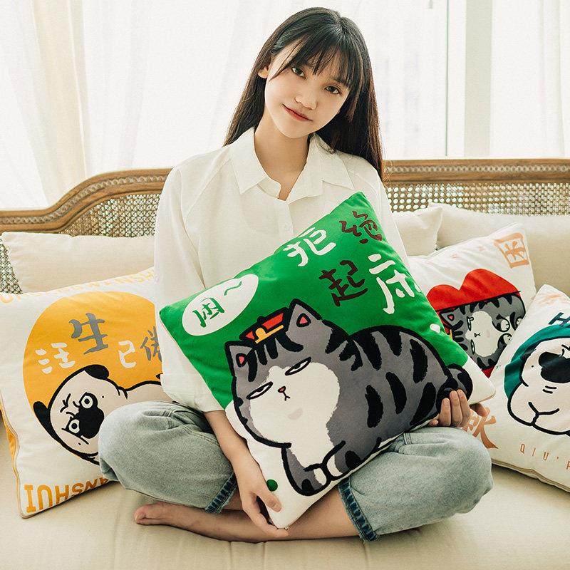 吾皇汽车抱枕被子两用二合一办公室沙发客厅靠垫毯子女生睡觉四季