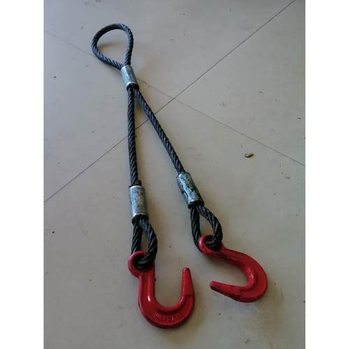 起重搬运钢丝绳索具一拖二挂钩卸扣吊装绳套工地车间维修吊车工具