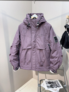 外套百搭加厚款 潮流白鸭绒工装 2024新款 潮牌户外冲锋衣羽绒服男士