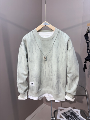 2025秋冬季新款假两件卫衣青年男士潮流大码T恤男女项链款长袖潮