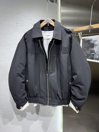 2025新款冬季国标50白鸭绒羽绒服翻领假两件加厚男外套宽松上衣潮