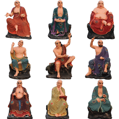 十八罗汉佛像降龙伏虎树脂